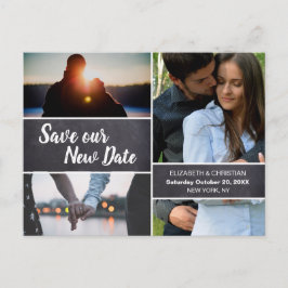 Chalkboard Rette unser neues Datum Foto Collage We Postkarte