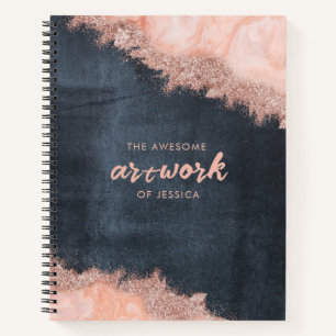 Chalkboard Rose Gold Marble Glitzer Artist Notizbuch