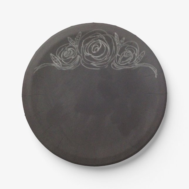 Chalkboard-Rose Papier-Teller Pappteller (Vorderseite)