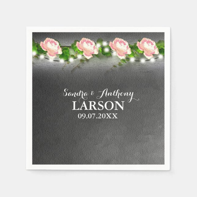 Chalkboard-Rose Wedkin Napkin Serviette (Vorderseite)