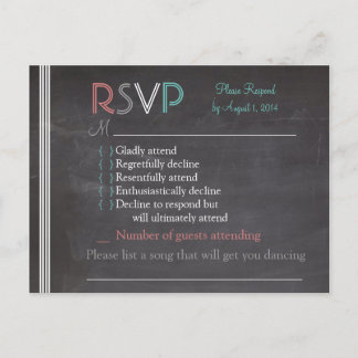 Chalkboard RSVP-Karte Einladungspostkarte
