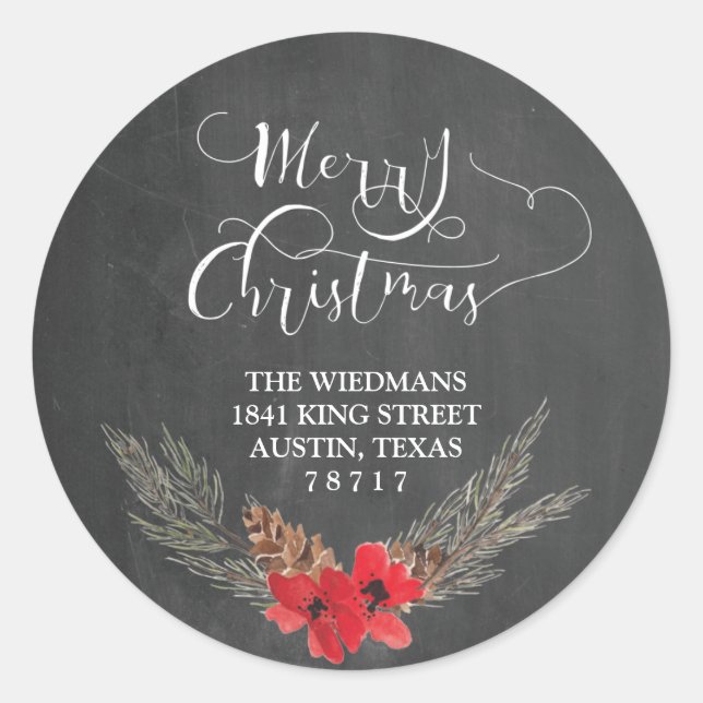 Chalkboard Rücksendeadresse Round Stickers (Vorderseite)