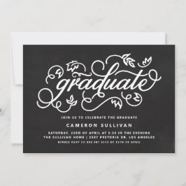 Chalkboard Rustic Calligraphy Graduation Party Einladung