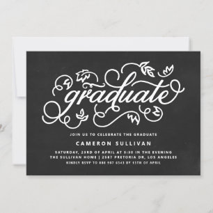 Chalkboard Rustic Calligraphy Graduation Party Einladung