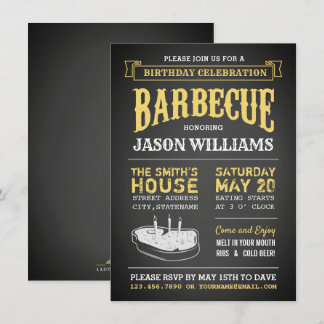 Chalkboard Rustic Geburtstagsparty GRILLEN Einladu Einladung