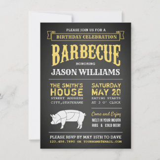 Chalkboard Rustic Geburtstagsparty GRILLEN Einladu Einladung