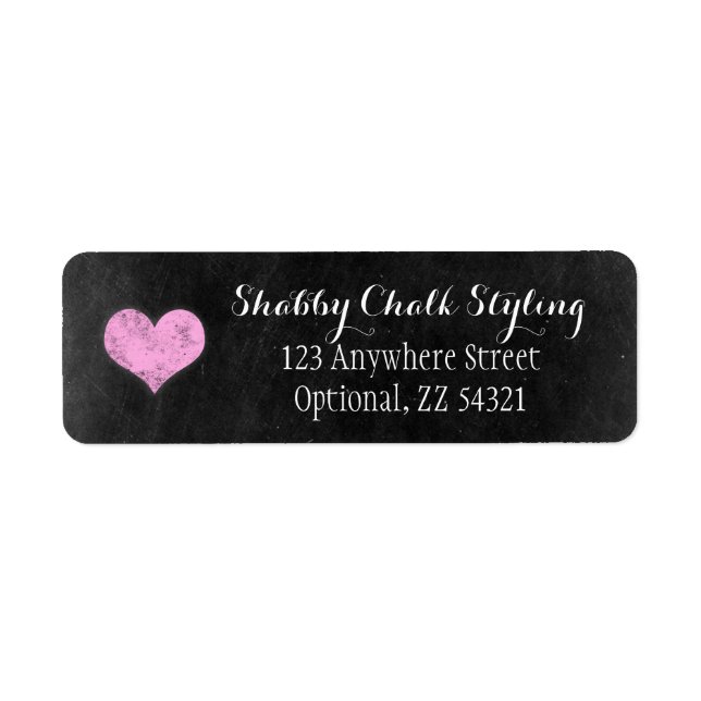 Chalkboard Rustic Shabby Pink Herz Rücksendeadress (Vorne)