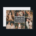 Chalkboard Rustikale Multi-Foto Collage Hochzeit Dankeskarte<br><div class="desc">Moderne, rustikale Chalkboard Hand Letter Wedding Multi Foto Collage Hochzeit danke Karten billig. Stilvolle Hochzeit dank Karte Vorlage mit sechs (6) Foto auf der Vorderseite und ein (1) Foto auf der Rückseite. Mit dem Text "danke" in einer Wirblen Hand geschrieben Kalligraphie Skript-Schriftart in Weiß auf dunkelgrau oder schwarz Farbe chalkboard/schwarze...</div>