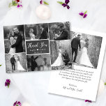 Chalkboard Rustikale Schwarz-weiße Collage Wedding Dankeskarte<br><div class="desc">Modernes, rustikales Chalkboard Hand Lettered Script Wedding Schwarz und Weiß 6 Multi Foto Collage Hochzeit Dankeschön Karten billig. Stilvolle Hochzeit danke Ihnen Karte Vorlage mit sechs (6) Foto auf der Vorderseite (verwendet Schwarz-weiß Filter) und ein (1) Foto auf der Rückseite. Mit dem Text "danke" in einer Wirblen Hand geschrieben Kalligraphie...</div>