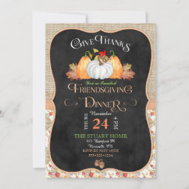 Chalkboard Rustikales Country Friendsgiving Burlap Einladung