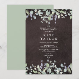 Chalkboard Sage and Lilac Floral Brautparty Einladung