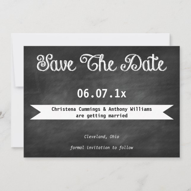 Chalkboard Save the Date Einladung (Vorderseite)