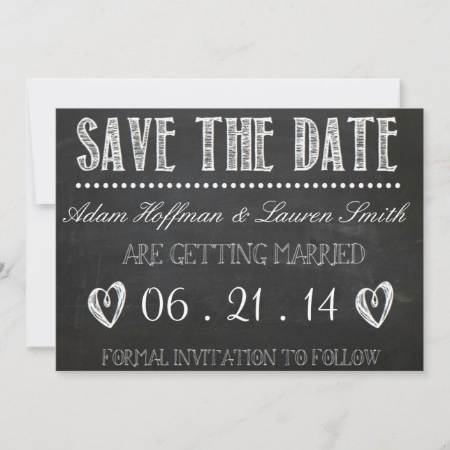 Chalkboard Save the Date Einladung (Vorderseite)