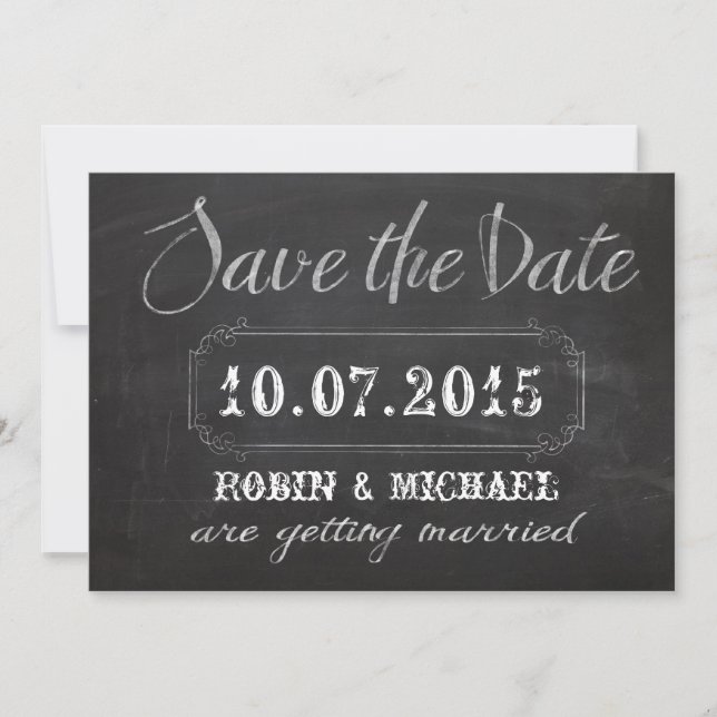 Chalkboard Save the Date Einladung (Vorderseite)
