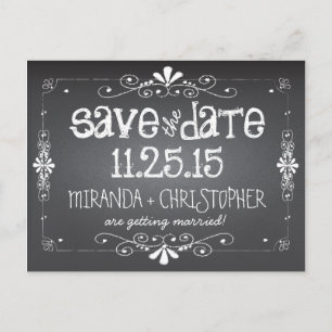 Chalkboard Save the Date Hochzeitskarte Ankündigungspostkarte