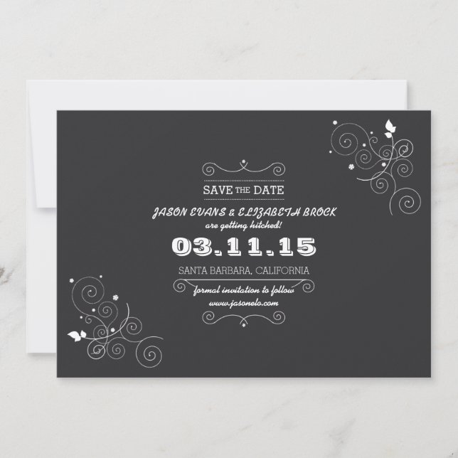 Chalkboard Save the Date Postkarte (Vorderseite)