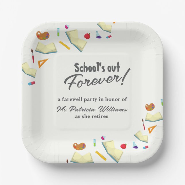 Chalkboard School Farewell Retired Teacher Party  Pappteller (Vorderseite)