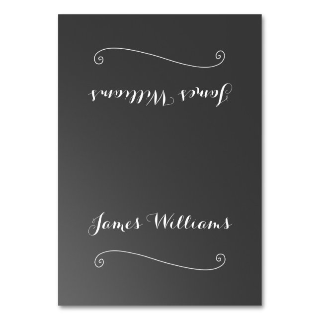 Chalkboard Schwarz-weiß Place Setting Cards Tischnummer (Vorderseite)