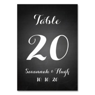 Chalkboard Script Wedding Tischnummer Card