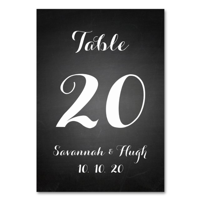 Chalkboard Script Wedding Tischnummer Card (Rückseite)