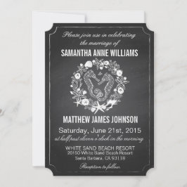 Chalkboard Seepferd Seashells Wedding Einladung