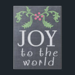 CHALKBOARD SEHEN Weihnachtskarte Feiertagspostkarte<br><div class="desc">Freude an der Welt! Coole Chalkboard-Stilkarte. Erhältlich auf zwei Karten mit Umschlägen oder auf Postkarten.  
 Kaufen Sie ein oder hundert oder mehr! Wenn man Schüttgüter kauft,  rette man.  Vollständig anpassbar,  ein Gruß hinzufügen,  personalisieren Sie Ihren Herzensinhalt. 
Von Scarebaby Design,  gestützt durch die Zazzle-Garantie.</div>