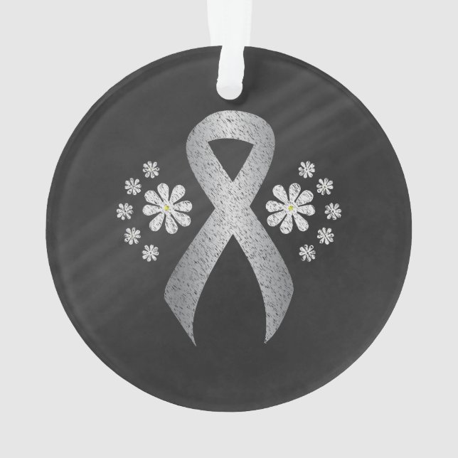 Chalkboard Silver Awareness Ribbon Ornament (Rückseite)