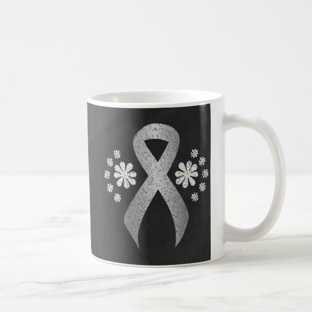 Chalkboard Silver Awareness Ribbon Tasse (Rechts)