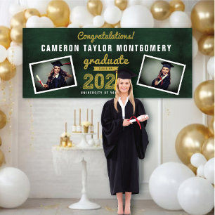 Chalkboard Sketch 2025 Two Foto Graduation Party Banner
