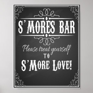 Chalkboard S'more Bar Hochzeitsfeier Druck Poster