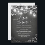 Chalkboard Snowflake String Lichter Red Christmas Einladung<br><div class="desc">Hübschere Weihnachtseinladungen im Kleinen Bayleigh Store!</div>