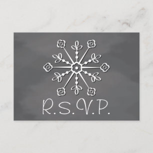 Chalkboard Snowflake Wedding RSVP Response Card Karte
