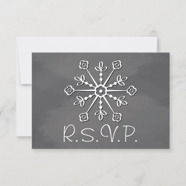 Chalkboard Snowflake Wedding RSVP Response Card Karte (Vorderseite)