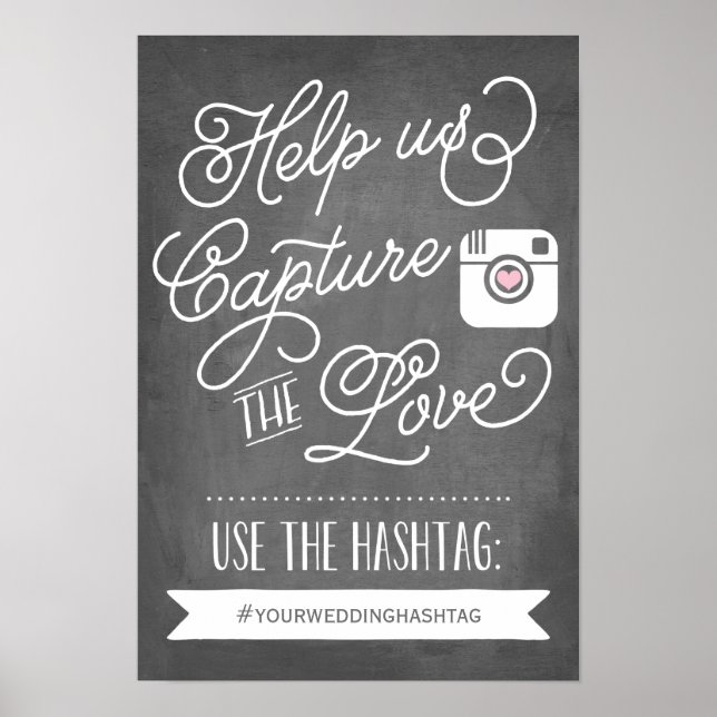 Chalkboard Social Media Hashtag | Hochzeitsdekor Poster (Vorne)