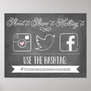 Chalkboard Social Media Hashtag   Hochzeitsdekor Poster