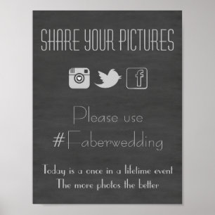 Chalkboard Social Media Hochzeit Foto Hashtag Zeic Poster