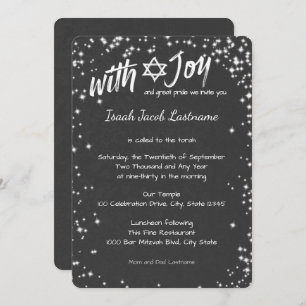 Chalkboard Sparkle Sky Bar Mitzvah Einladung