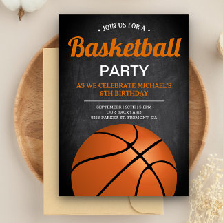 Chalkboard Sports Kids Basketball Geburtstagsparty Einladung