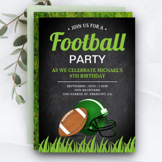 Chalkboard Sports Kids Football Geburtstagsparty Einladung