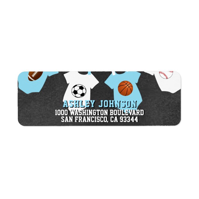 Chalkboard Sports Theme Blue Boy Baby Dusche (Vorne)