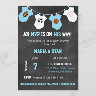Chalkboard Sports Theme Kinderdusche Einladungen