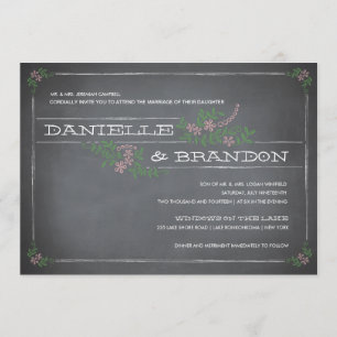 Chalkboard Stencil Pink Hochzeit Einladung