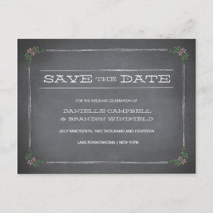 Chalkboard Stencil Pink Save the Date Ankündigungspostkarte