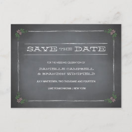 Chalkboard Stencil Pink Save the Date Ankündigungspostkarte
