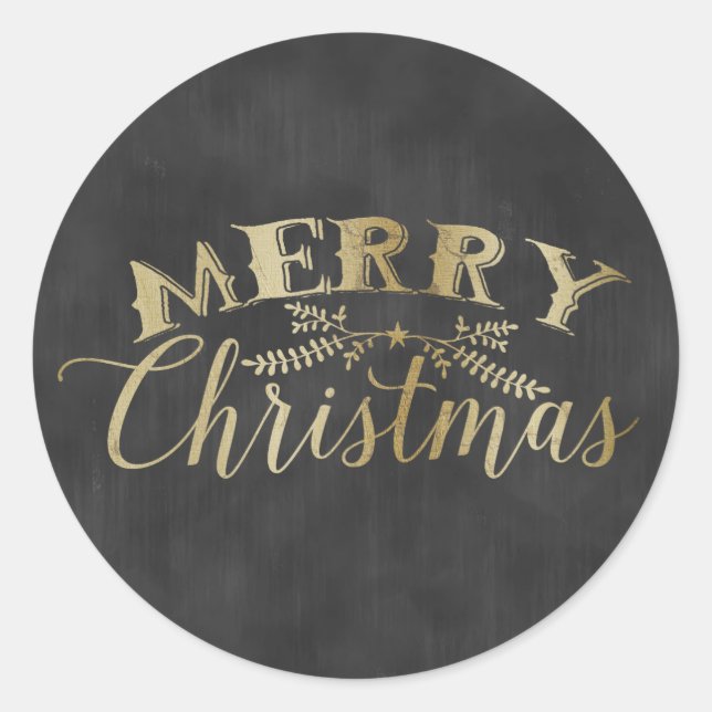 Chalkboard Sticker Gold Frohe Weihnachten (Vorderseite)
