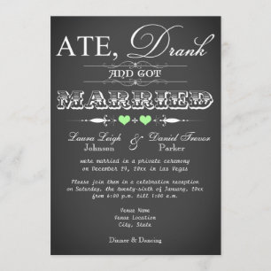 Chalkboard Stil Hochzeitsempfang nur einladen Einladung