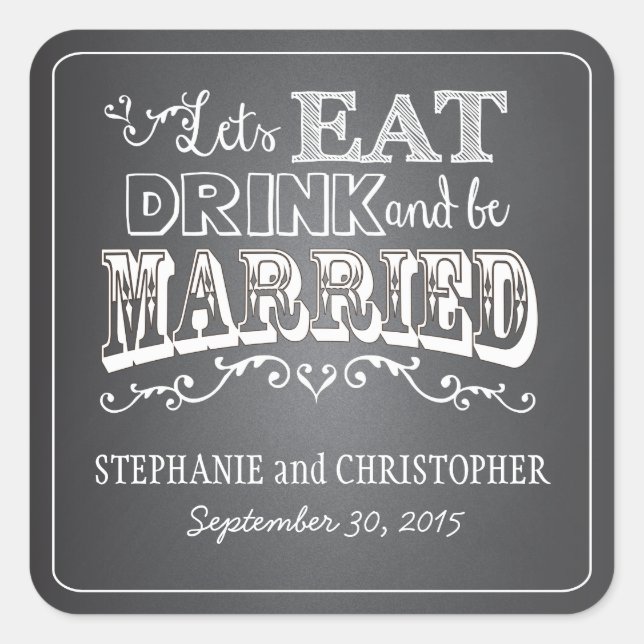 Chalkboard Stil Personalisiert Gefallen Sticker (Vorderseite)