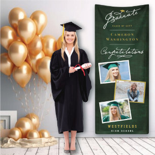 Chalkboard Stilvolle Script 3 Foto Graduation Part Banner