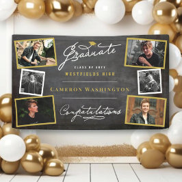 Chalkboard Stilvolle Script 6 Foto Graduation Part Banner