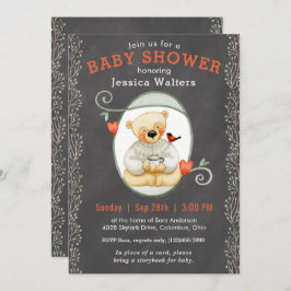 Chalkboard Story Book Teddy Bear Baby Dusche Einladung